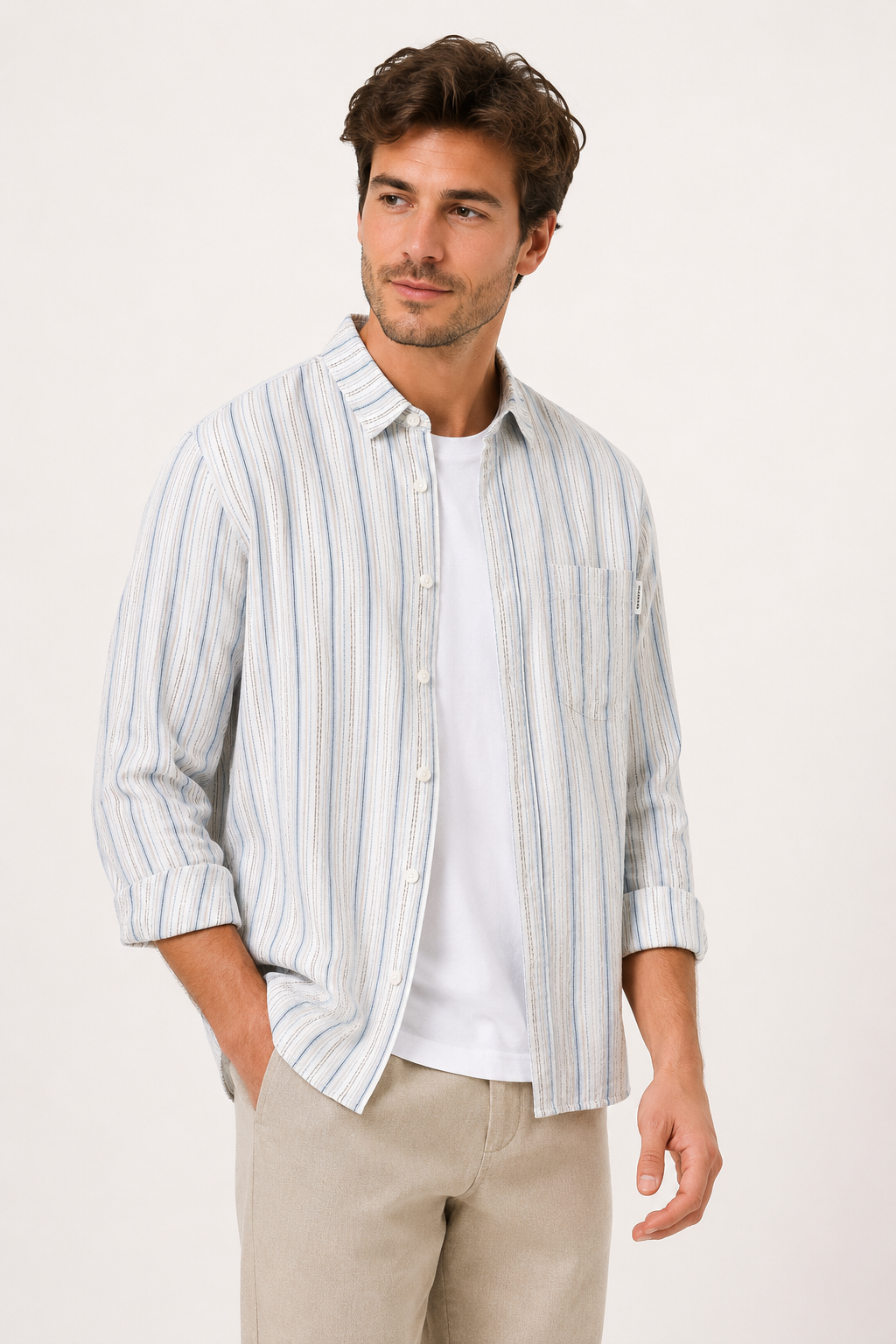 Camisa hombre rayas verticales casual elegante estilo resort verano – Ralf
