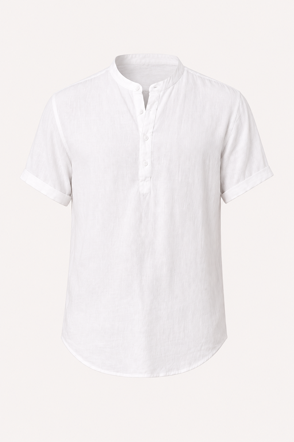 Camisa lino hombre manga corta cuello mao botonadura corta – Stefan