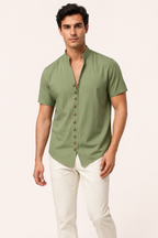Camisa manga corta hombre cuello mao botonadura completa – Lorenz