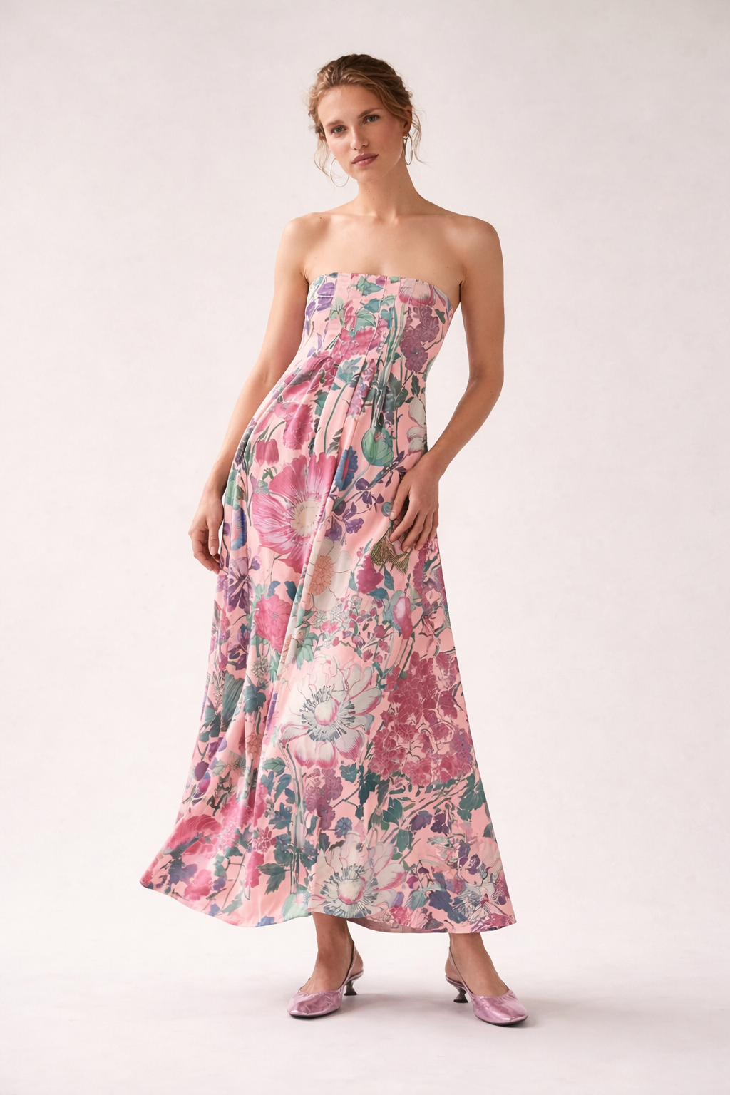 Vestido largo mujer estampado floral cintura alta corte A - Althea