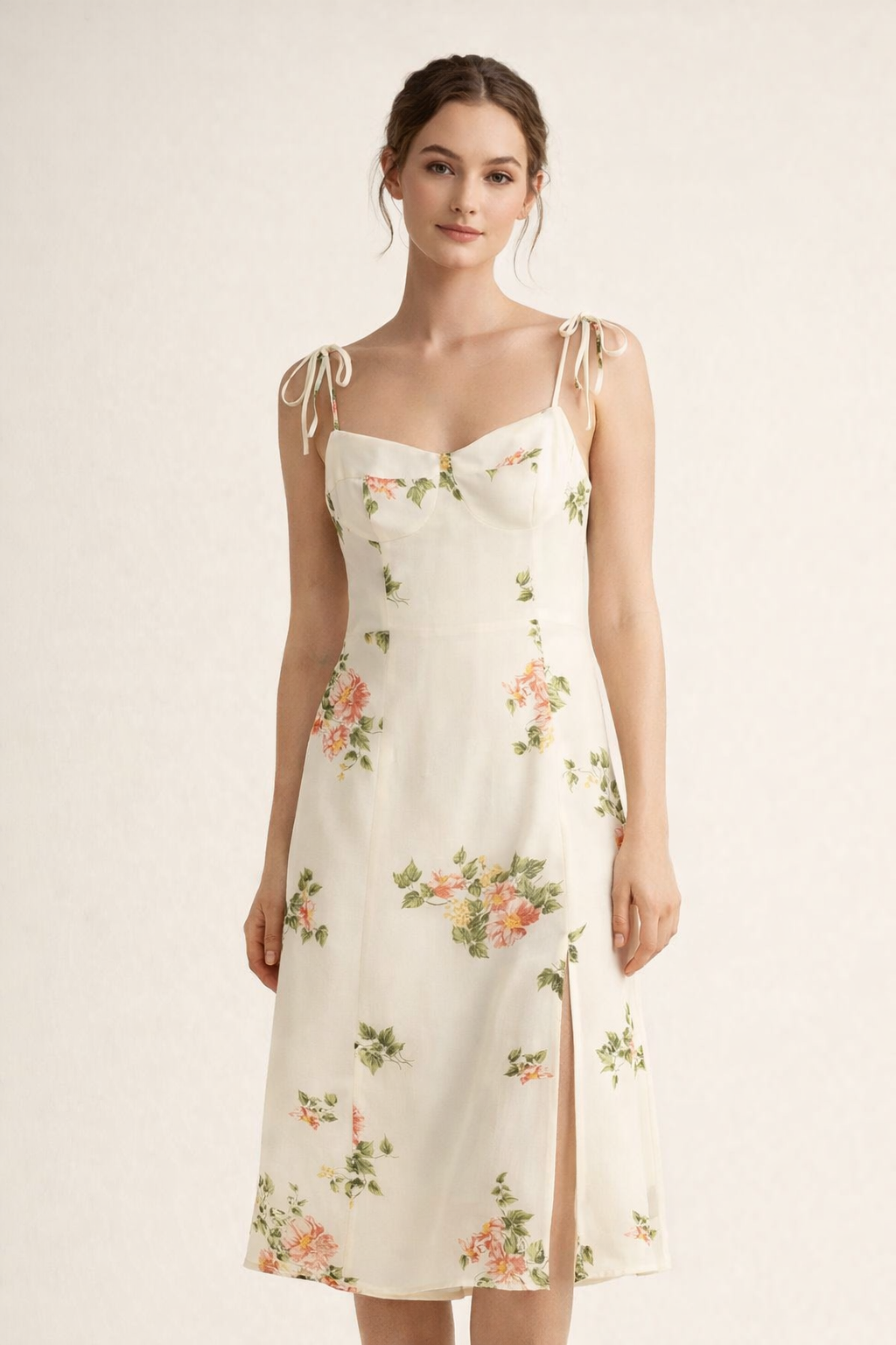 Vestido midi para mujer estampado floral ligero primavera - Lirena