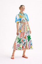 Vestido midi para mujer estampado artístico tropical primavera verano - Zafrina