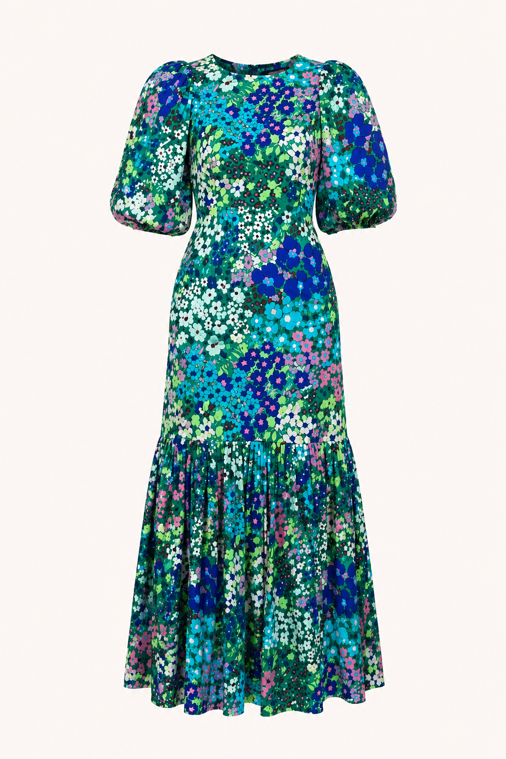Vestido midi mujer floral manga abullonada - Nani
