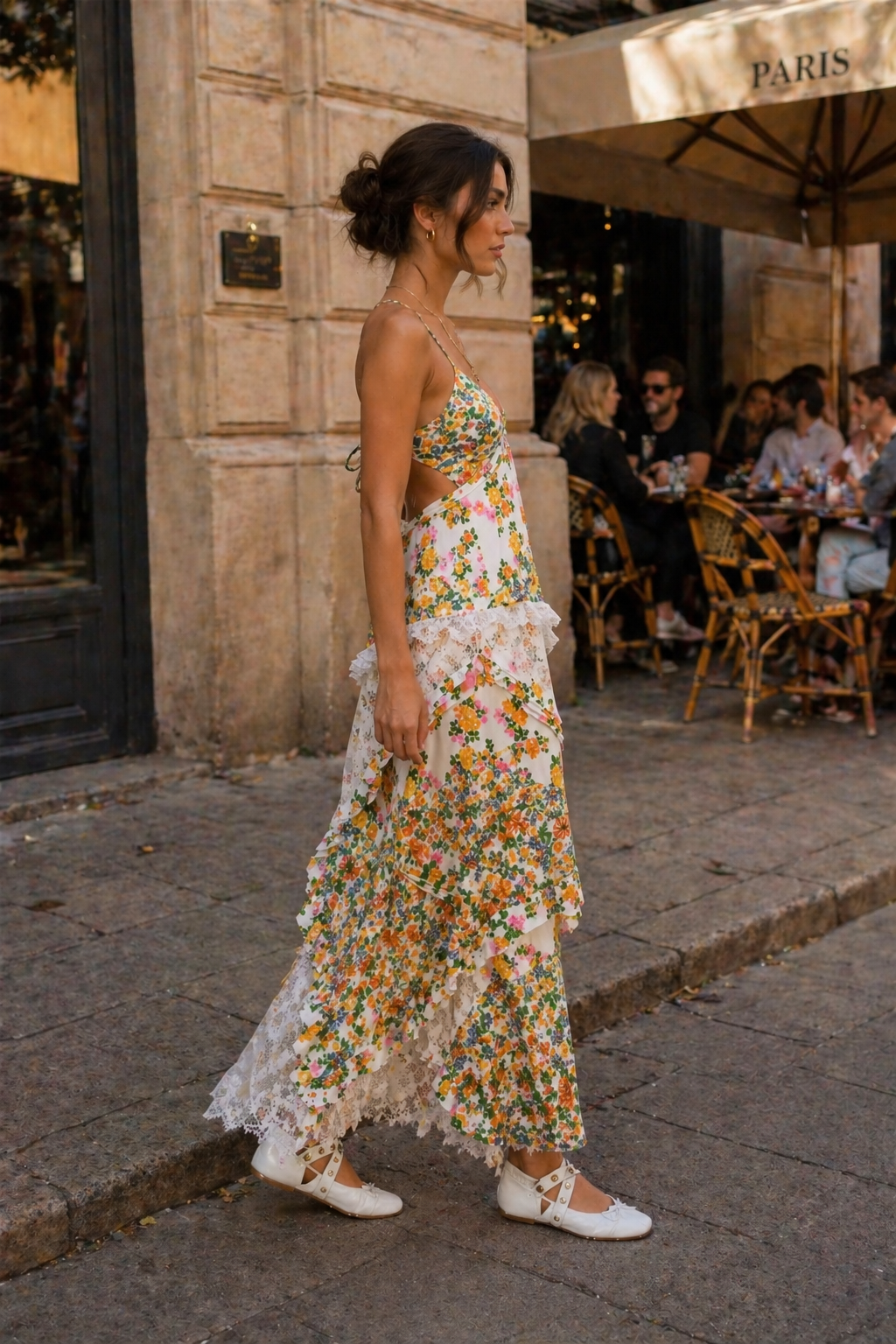 Vestido largo mujer estampado floral encaje verano - Danira