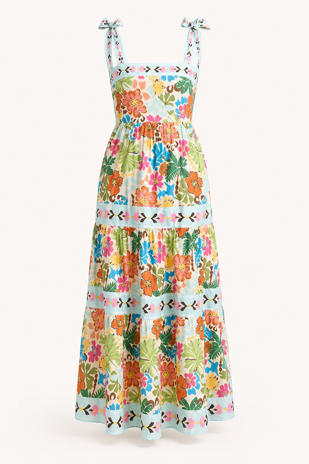 Vestido midi mujer tirantes lazo estampado floral verano - Estela