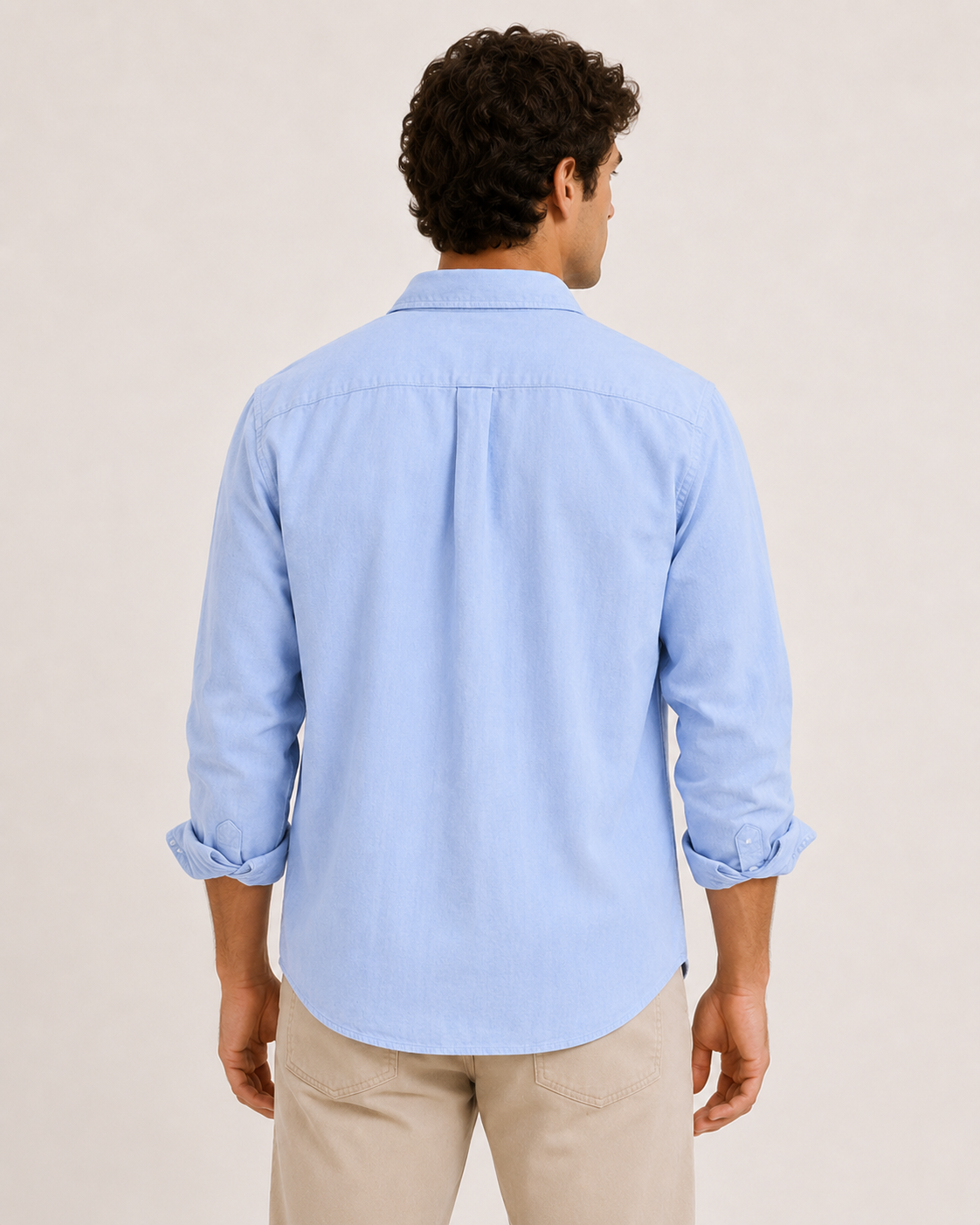Camisa lino hombre manga larga bolsillo cuello camisero casual – Emil