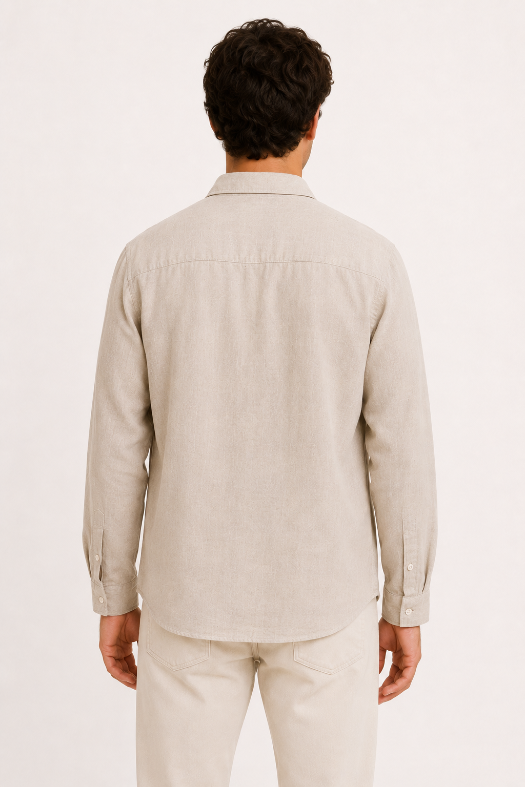Camisa lino hombre manga larga bolsillo cuello camisero casual – Emil