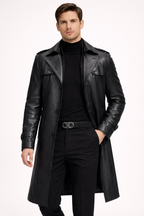 Chaqueta larga elegante de hombre efecto piel - Auren