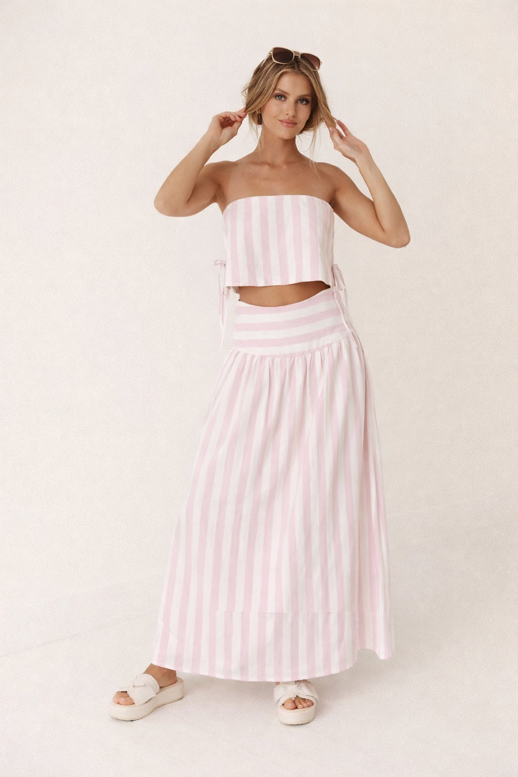 Conjunto de falda larga y top de rayas verano mujer - Svea