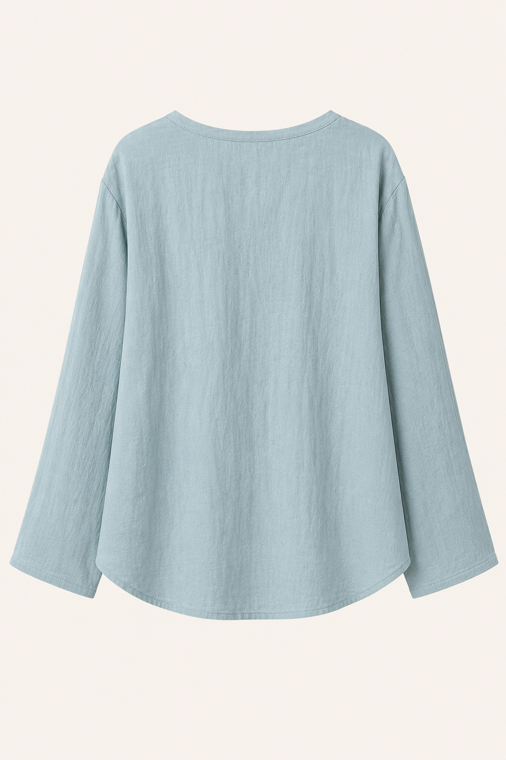 Blusa lino mujer escote v manga larga detalle calado botones – Kamila