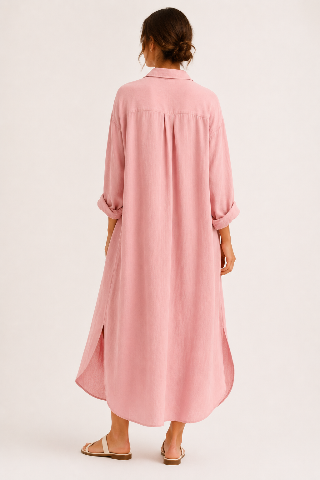 Vestido camisero largo mujer botonadura completa bolsillo – Shanik