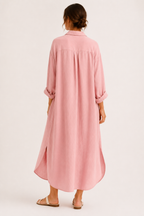 Vestido camisero largo mujer botonadura completa bolsillo – Shanik