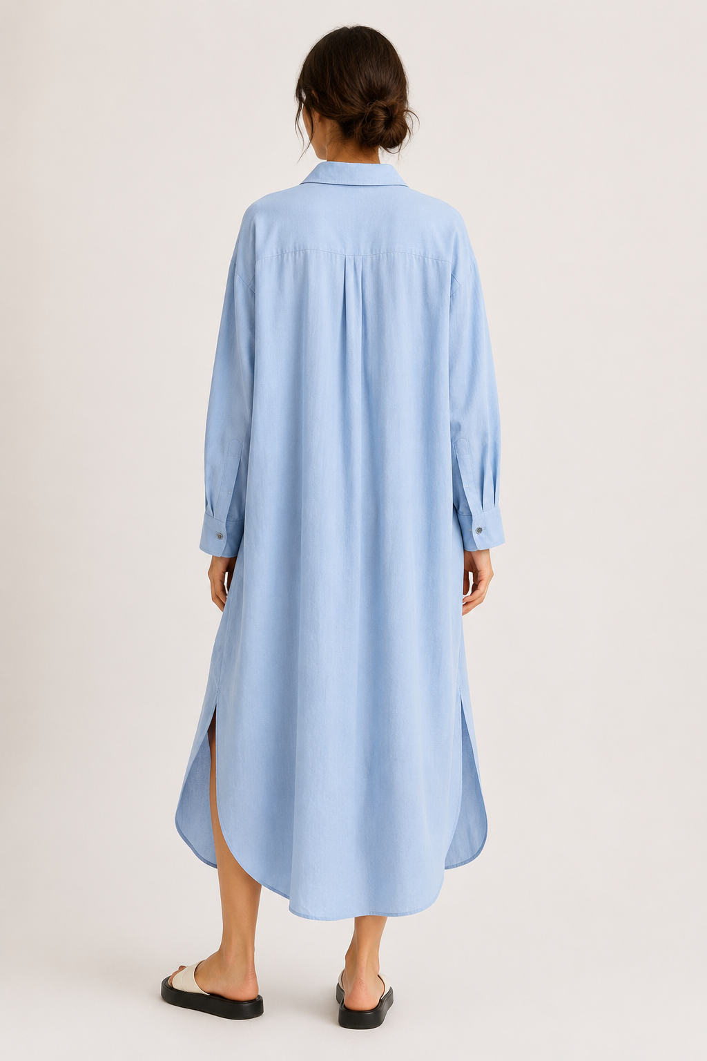 Vestido camisero largo mujer botonadura completa bolsillo – Shanik