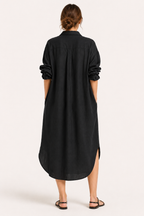 Vestido camisero largo mujer botonadura completa bolsillo – Shanik