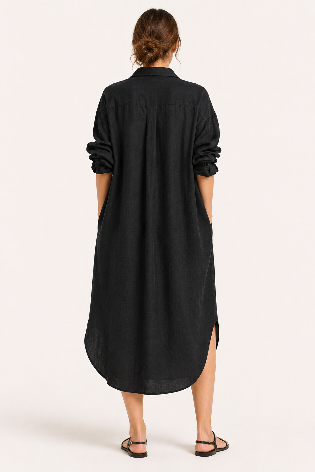 Vestido camisero largo mujer botonadura completa bolsillo – Shanik