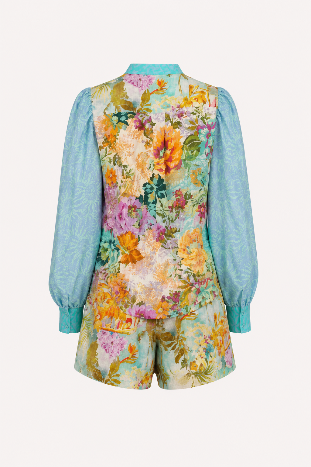 Conjunto mujer casual elegante blusa floral pantalón corto – Annika