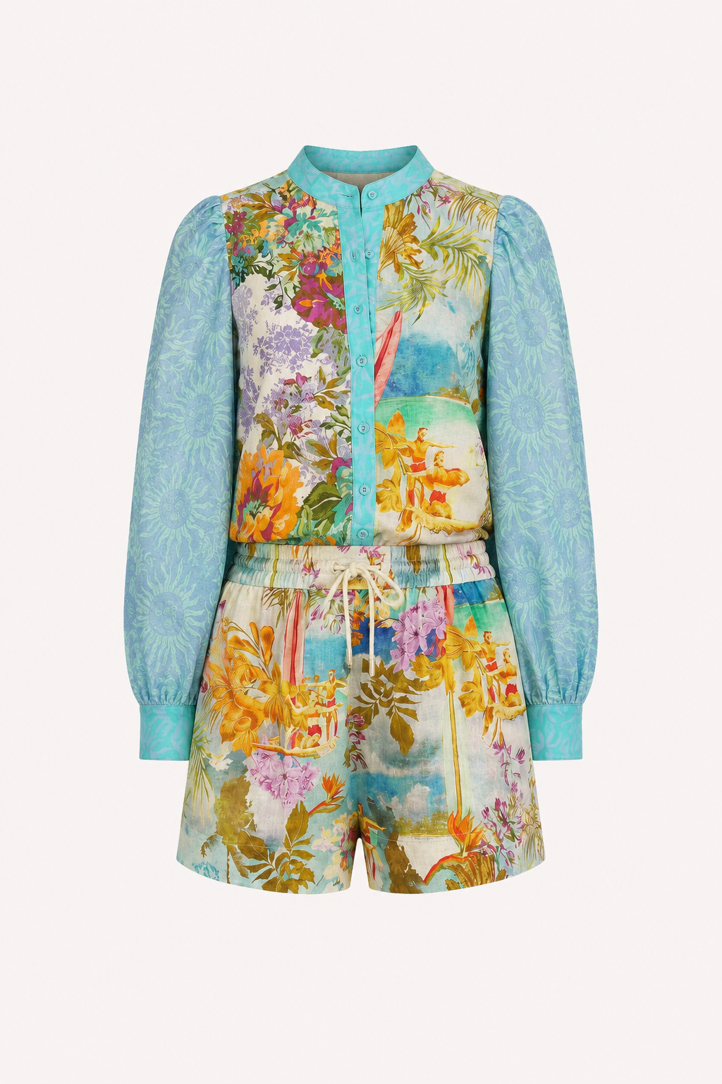 Conjunto mujer casual elegante blusa floral pantalón corto – Annika