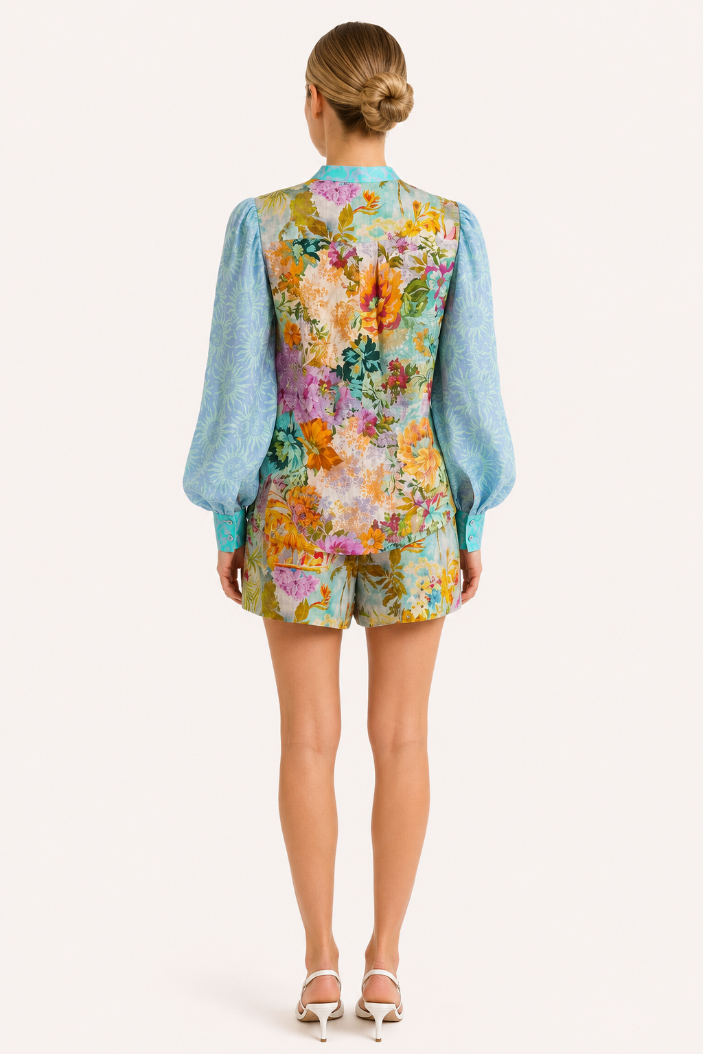 Conjunto mujer casual elegante blusa floral pantalón corto – Annika