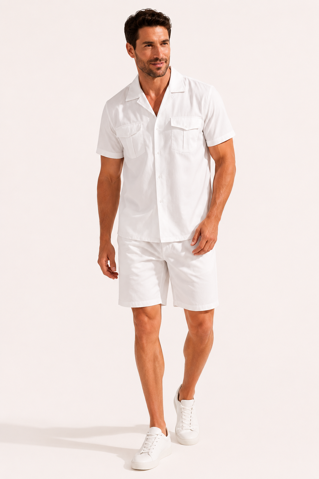 Conjunto camisa short hombre doble bolsillo cuello abierto – Matthis