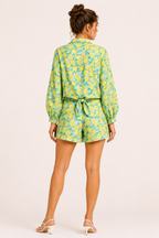 Conjunto mujer estampado limón camisa anudada short verano – Jorinde