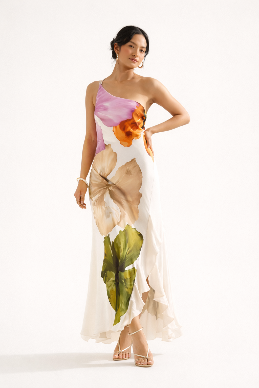 Vestido largo asimétrico floral primavera verano - Loise