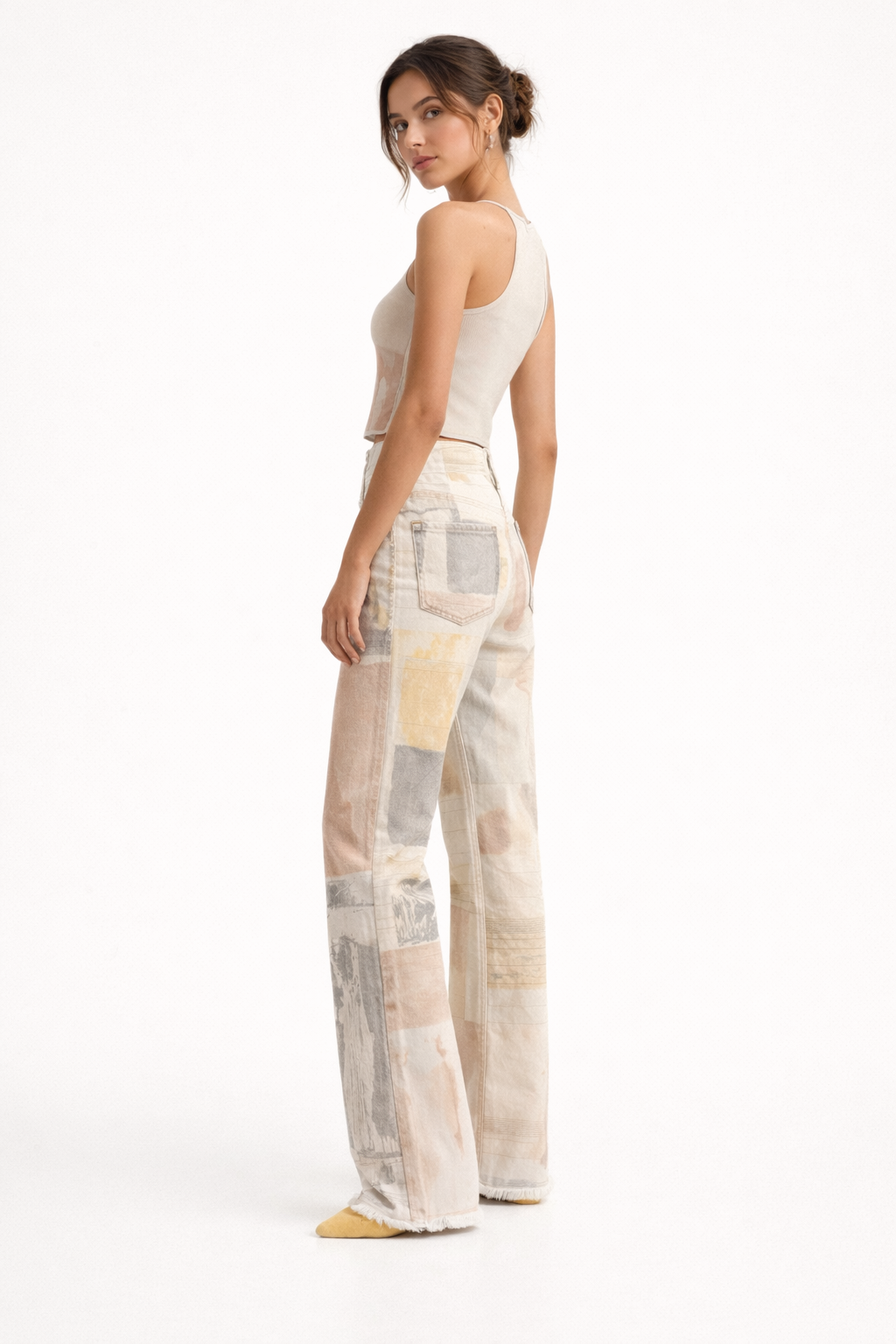 Pantalón estampado artístico de pierna amplia para mujer - Grace