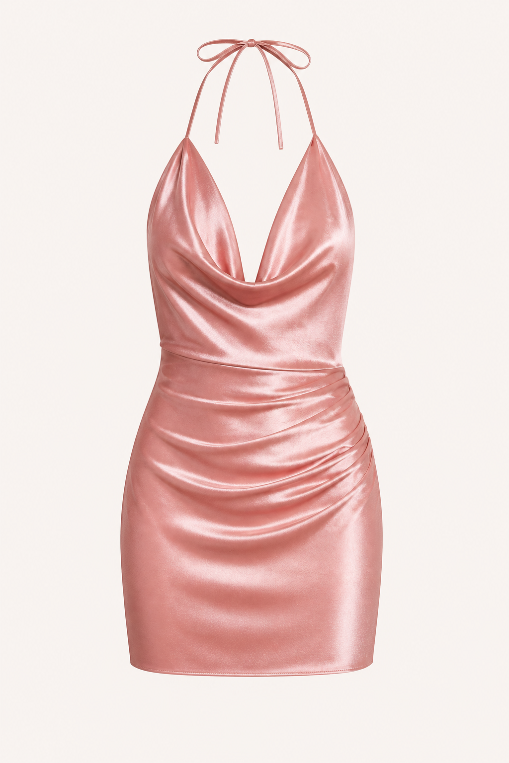Vestido corto mujer tirantes cuello drapeado ajuste entallado fiesta - Kaela