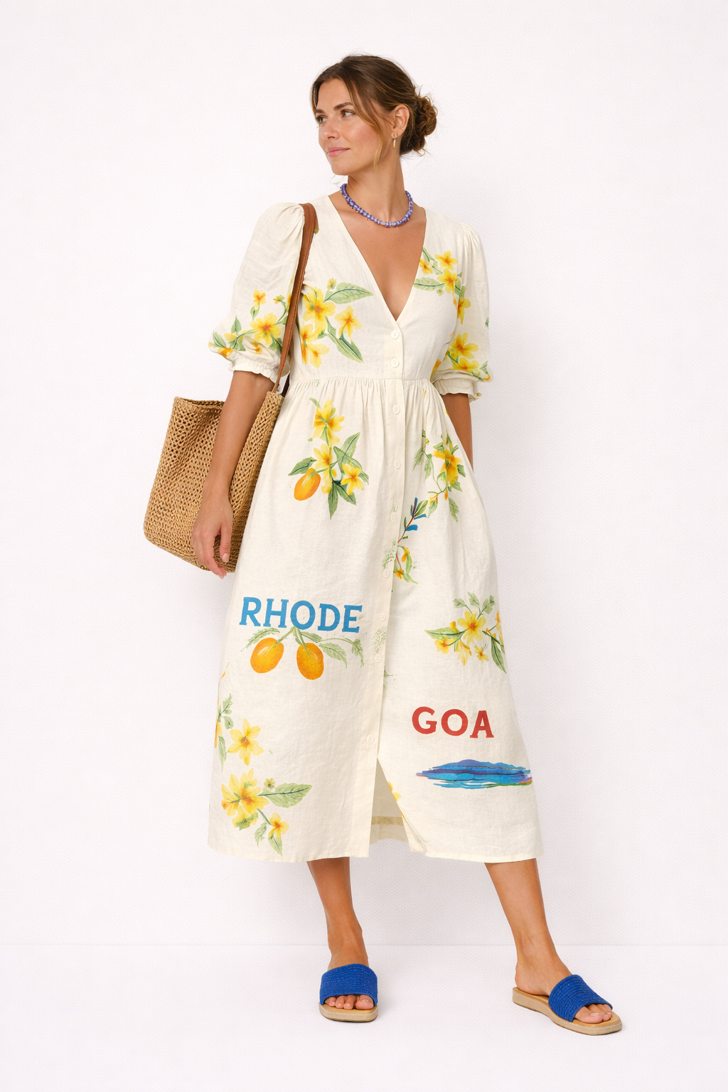 Vestido mujer estampado manga abullonada estilo verano casual cómodo - Stella
