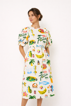 Vestido mujer estampado manga abullonada estilo verano casual cómodo - Stella
