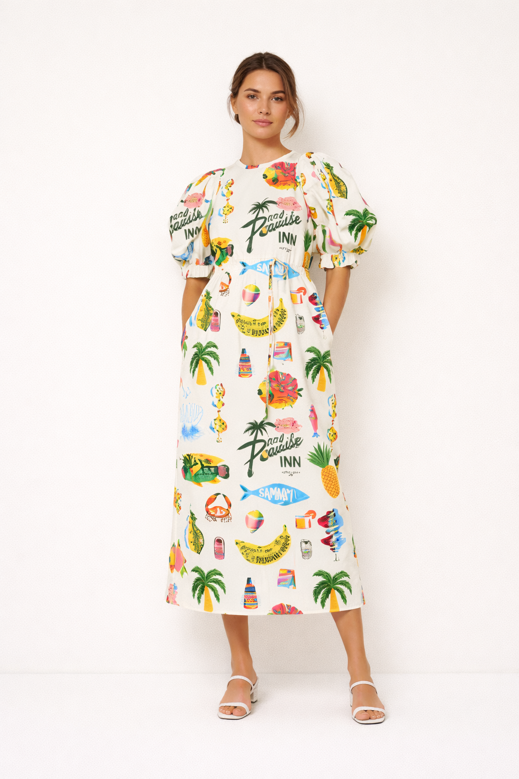 Vestido mujer estampado manga abullonada estilo verano casual cómodo - Stella
