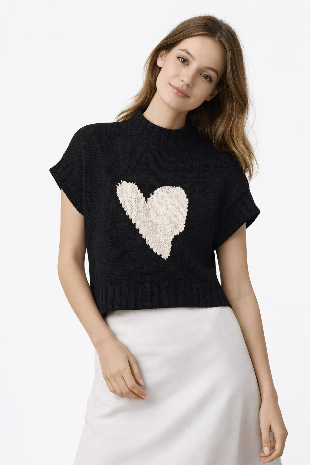 Jersey de punto para mujer corazón central - Bryndís