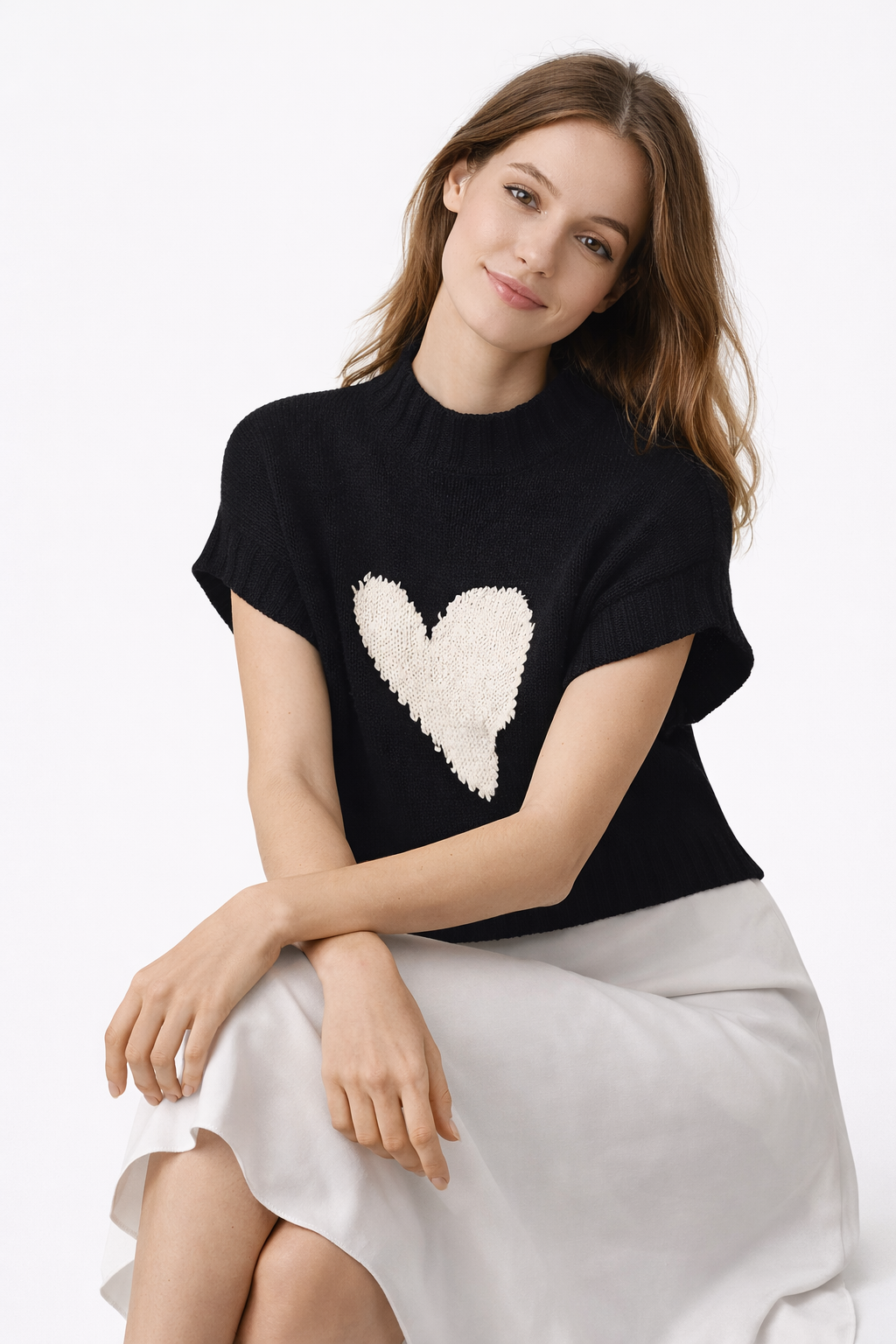 Jersey de punto para mujer corazón central - Bryndís