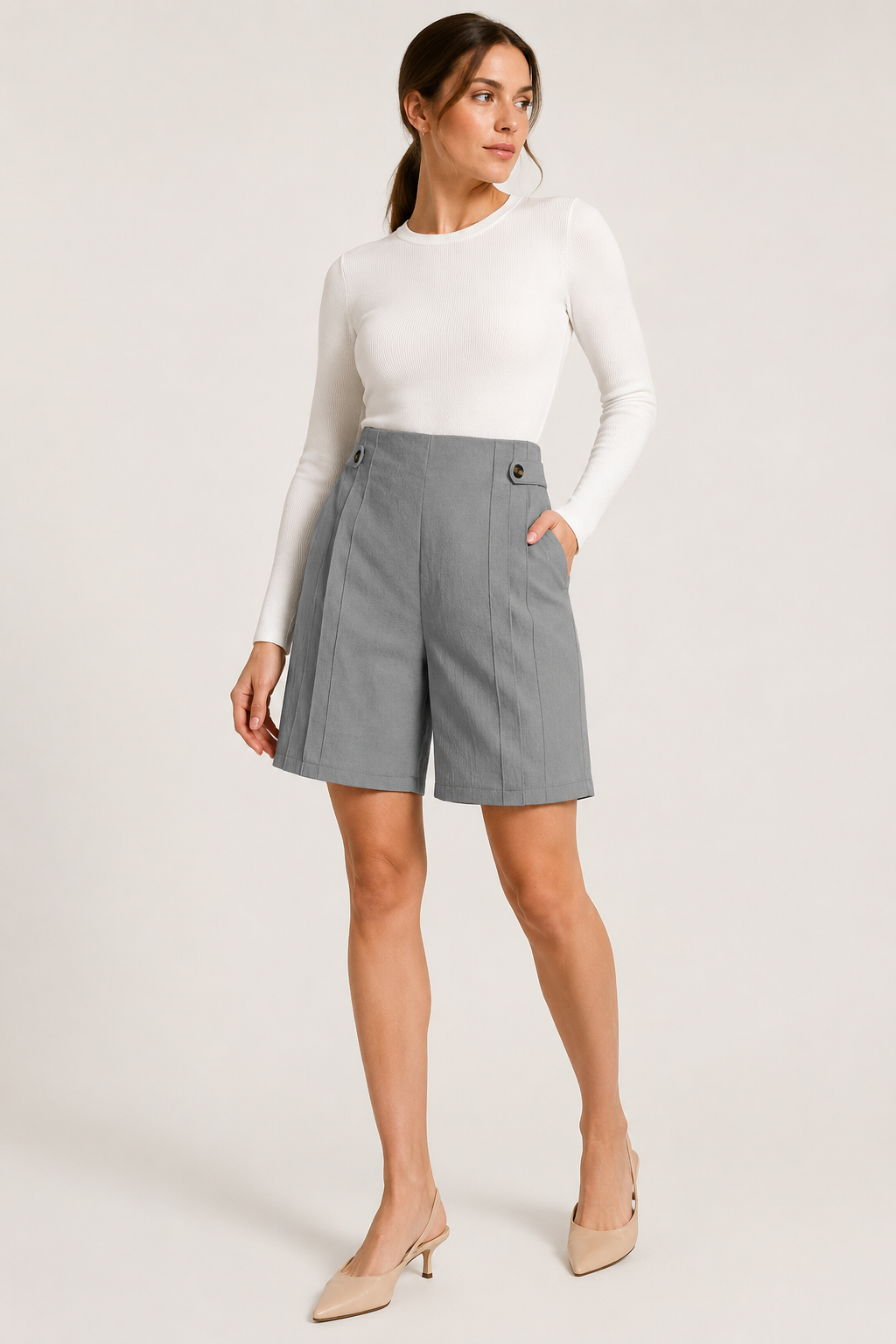 Short tiro alto mujer botones laterales pinzas bolsillos – Maren