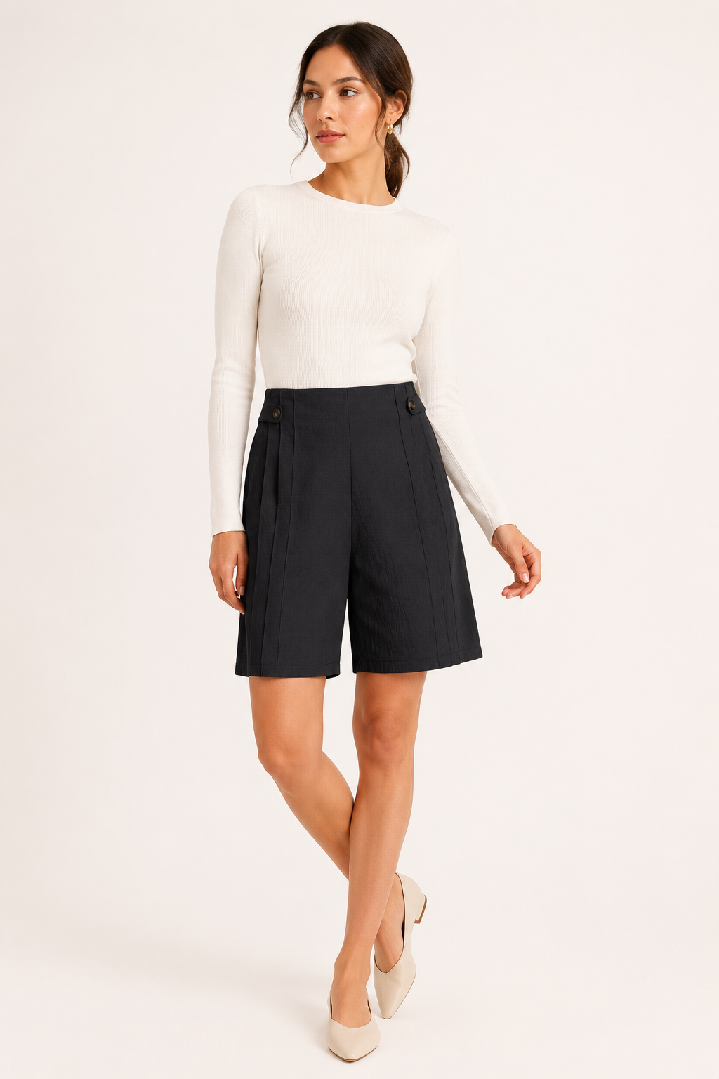 Short tiro alto mujer botones laterales pinzas bolsillos – Maren