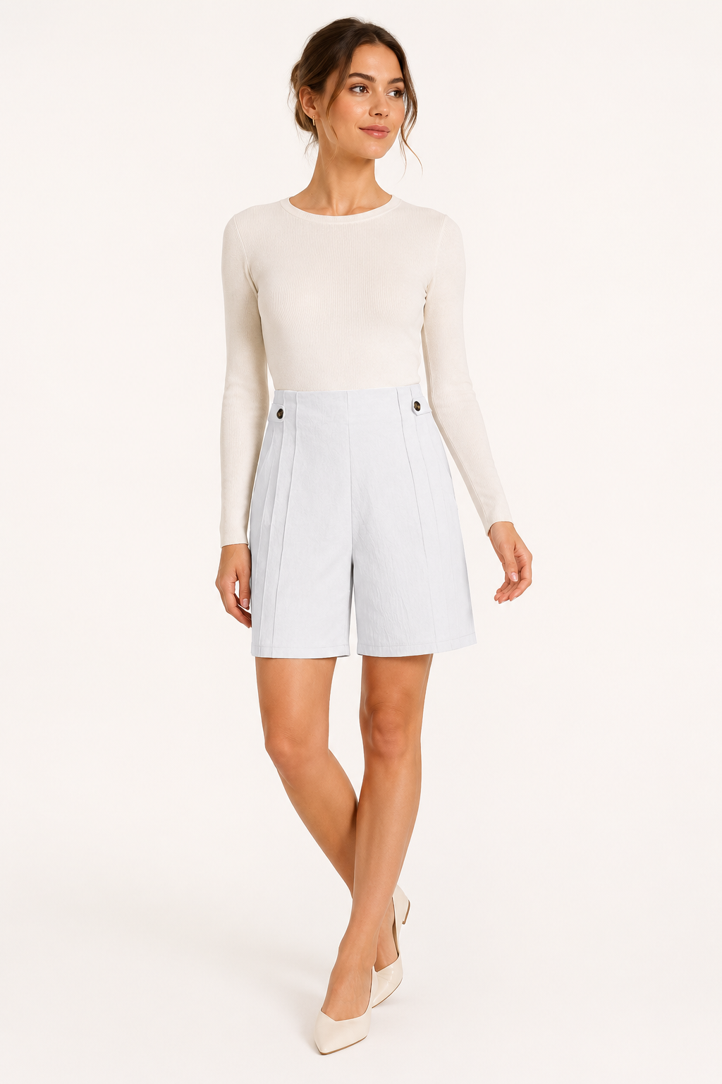 Short tiro alto mujer botones laterales pinzas bolsillos – Maren