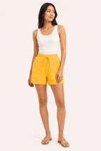 Short cintura elástica mujer lazo bolsillos frontales parche – Lanni