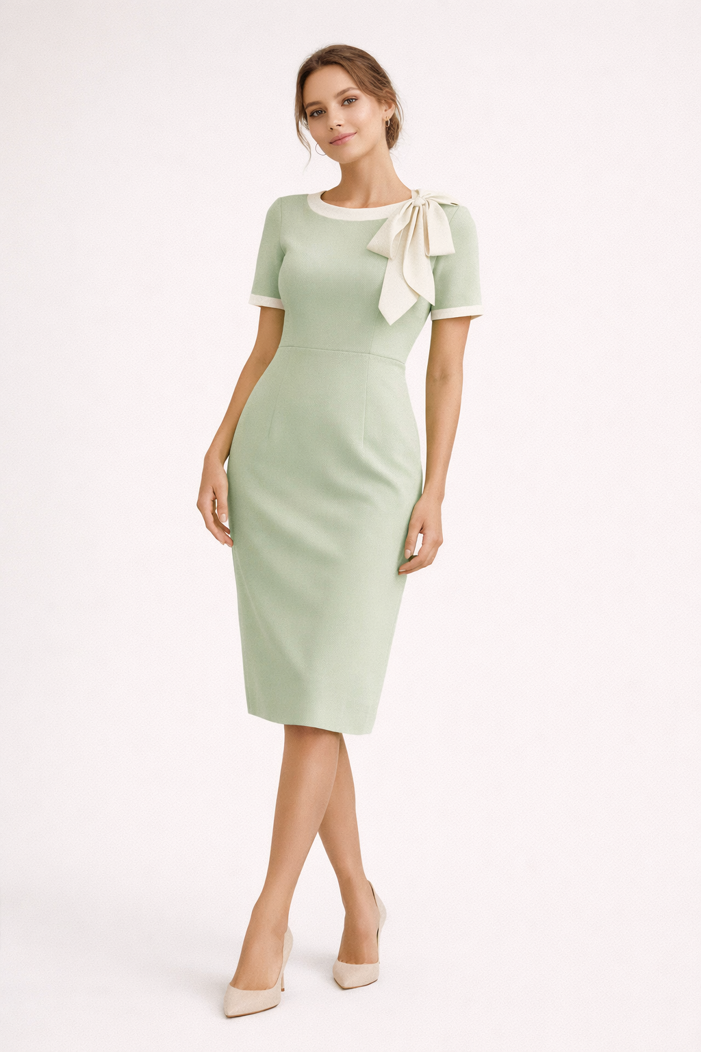 Vestido formal elegante mujer corte entallado estilo clásico - Erica