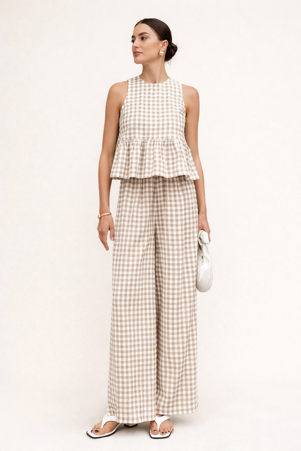 Conjunto mujer top con volante y pantalón ancho - Mirabella