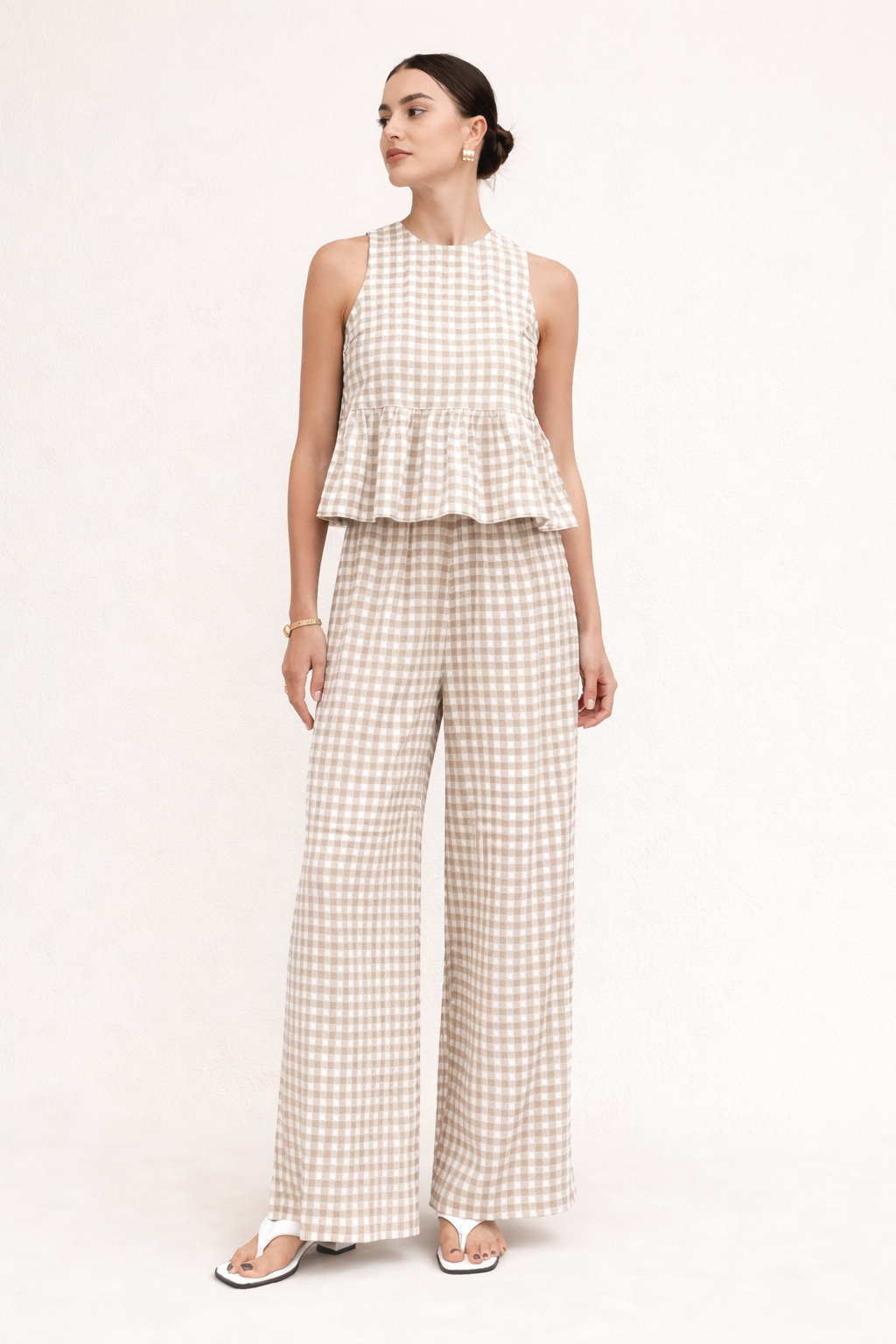 Conjunto mujer top con volante y pantalón ancho - Mirabella