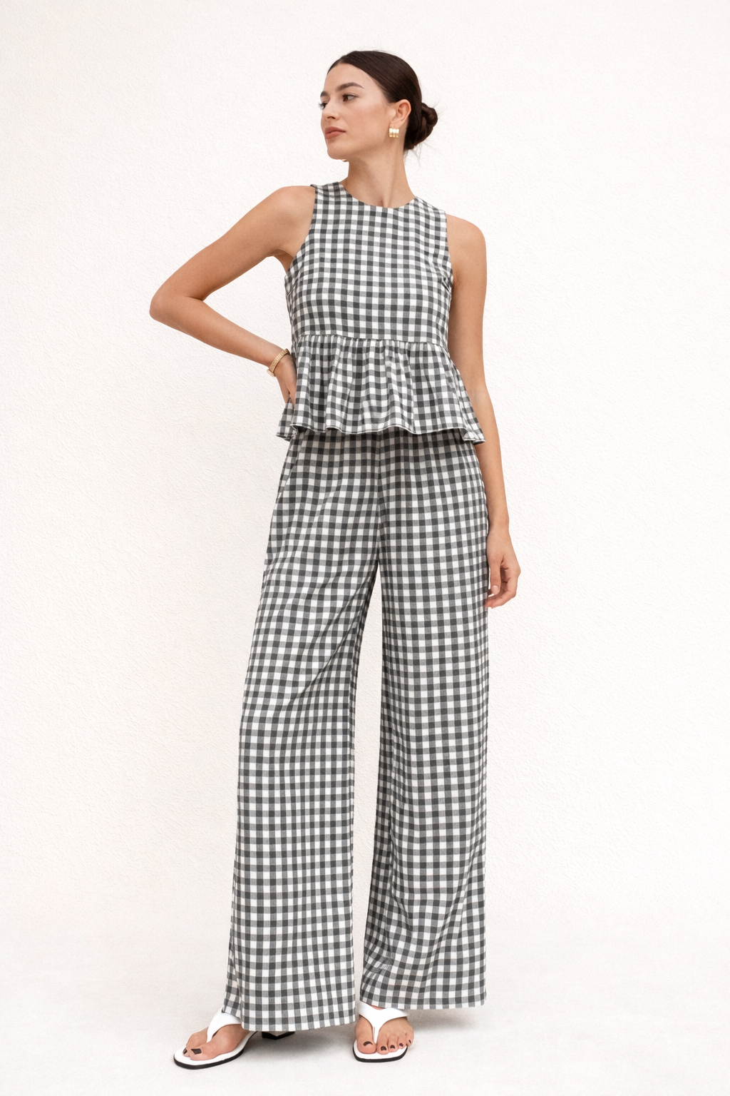 Conjunto mujer top con volante y pantalón ancho - Mirabella