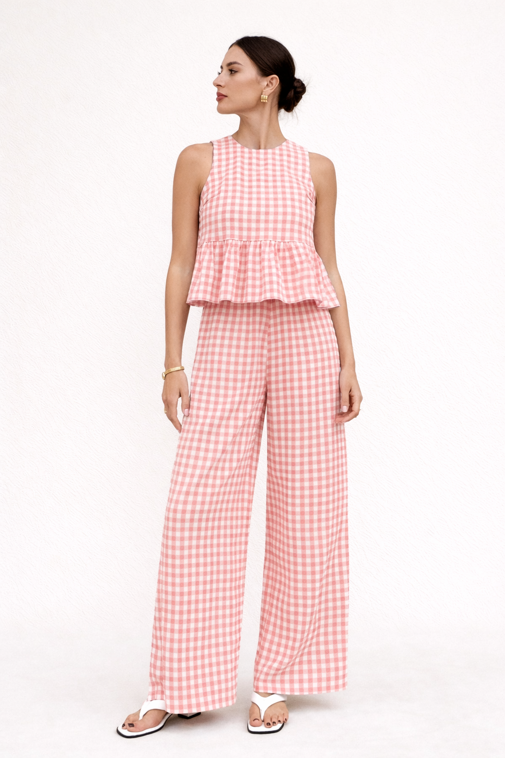 Conjunto mujer top con volante y pantalón ancho - Mirabella