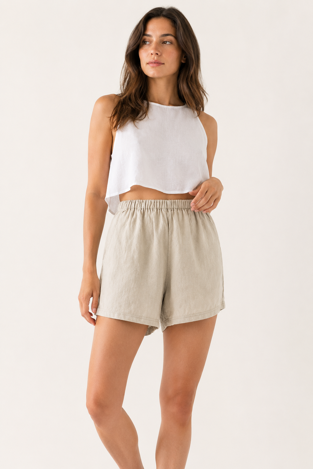 Short cintura elástica mujer tiro alto pierna amplia bolsillos – Klara