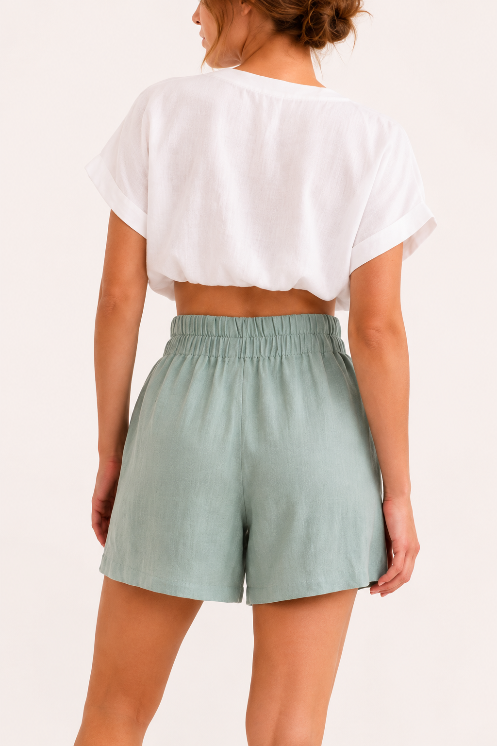 Short cintura elástica mujer tiro alto pierna amplia bolsillos – Klara