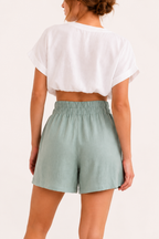 Short cintura elástica mujer tiro alto pierna amplia bolsillos – Klara
