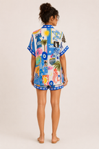 Conjunto mujer blusa estampada paisley short remate ondulado – Tabea