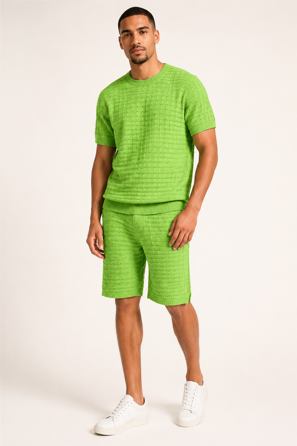 Conjunto hombre camiseta short textura geométrica cintura elástica – Oskar