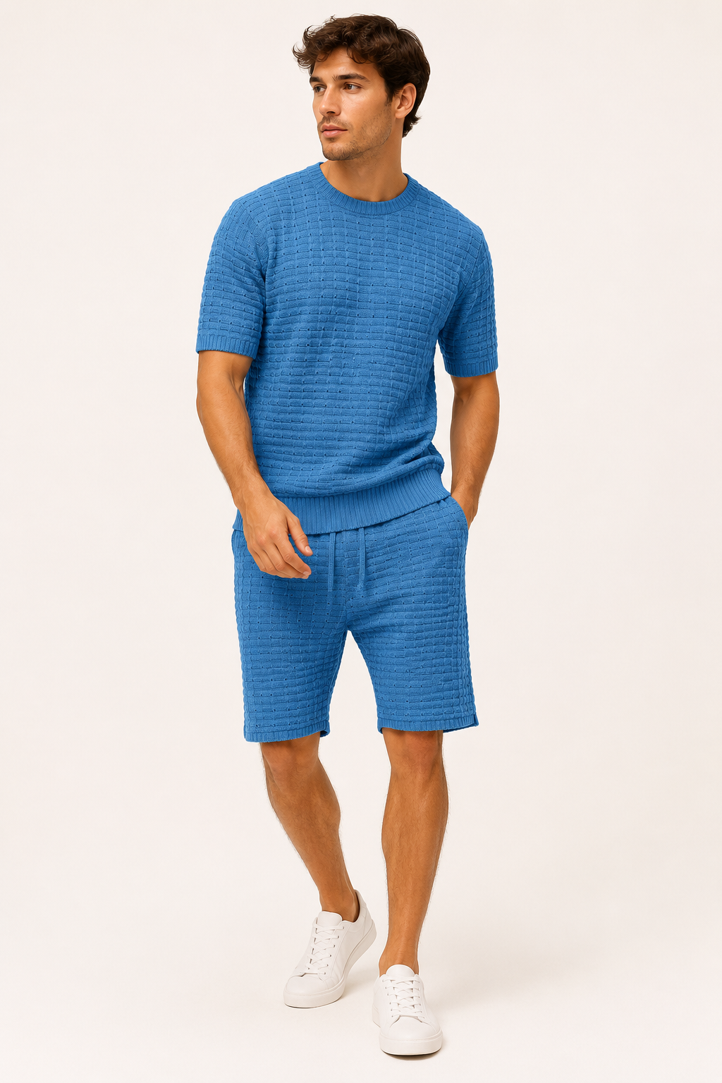 Conjunto hombre camiseta short textura geométrica cintura elástica – Oskar