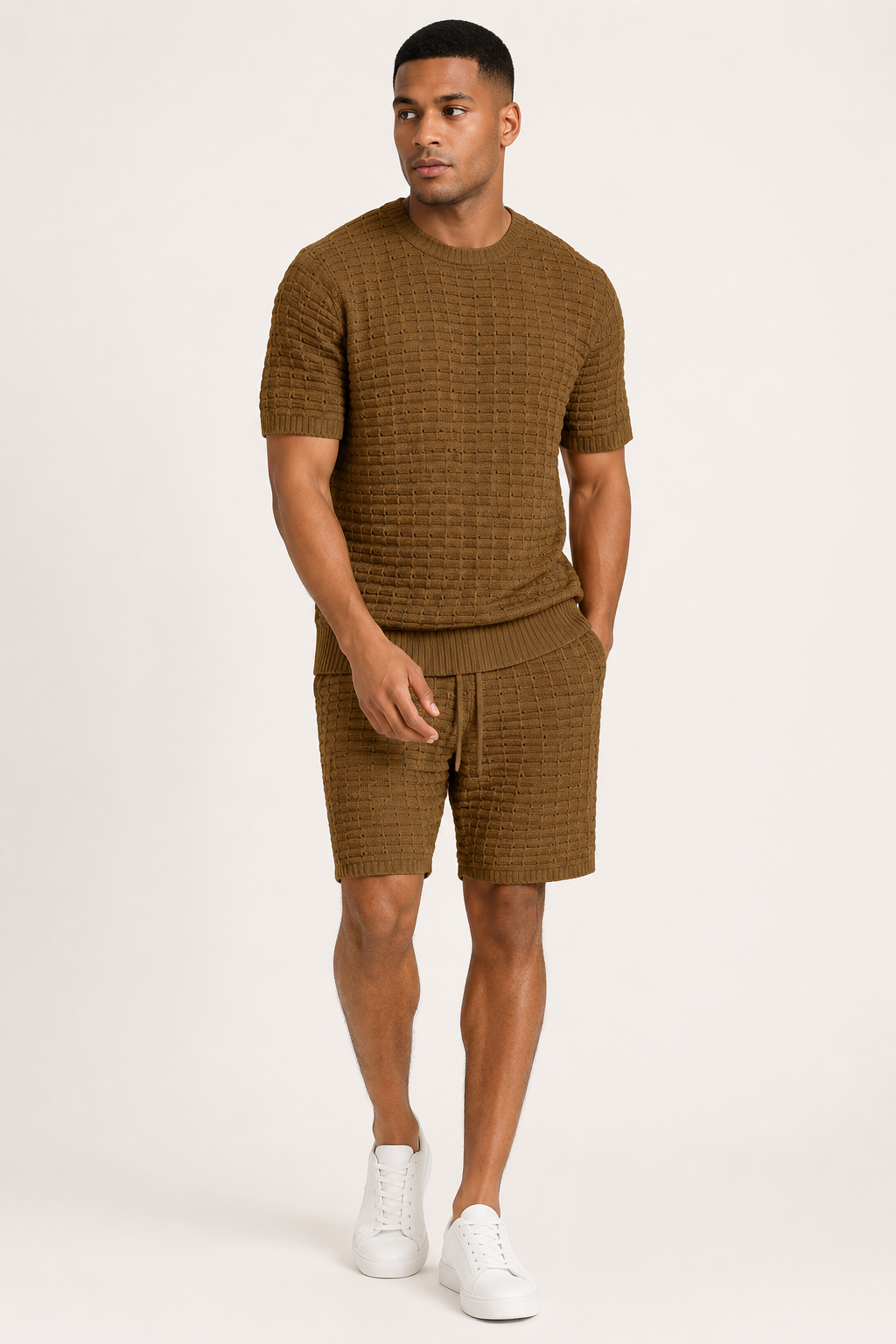 Conjunto hombre camiseta short textura geométrica cintura elástica – Oskar