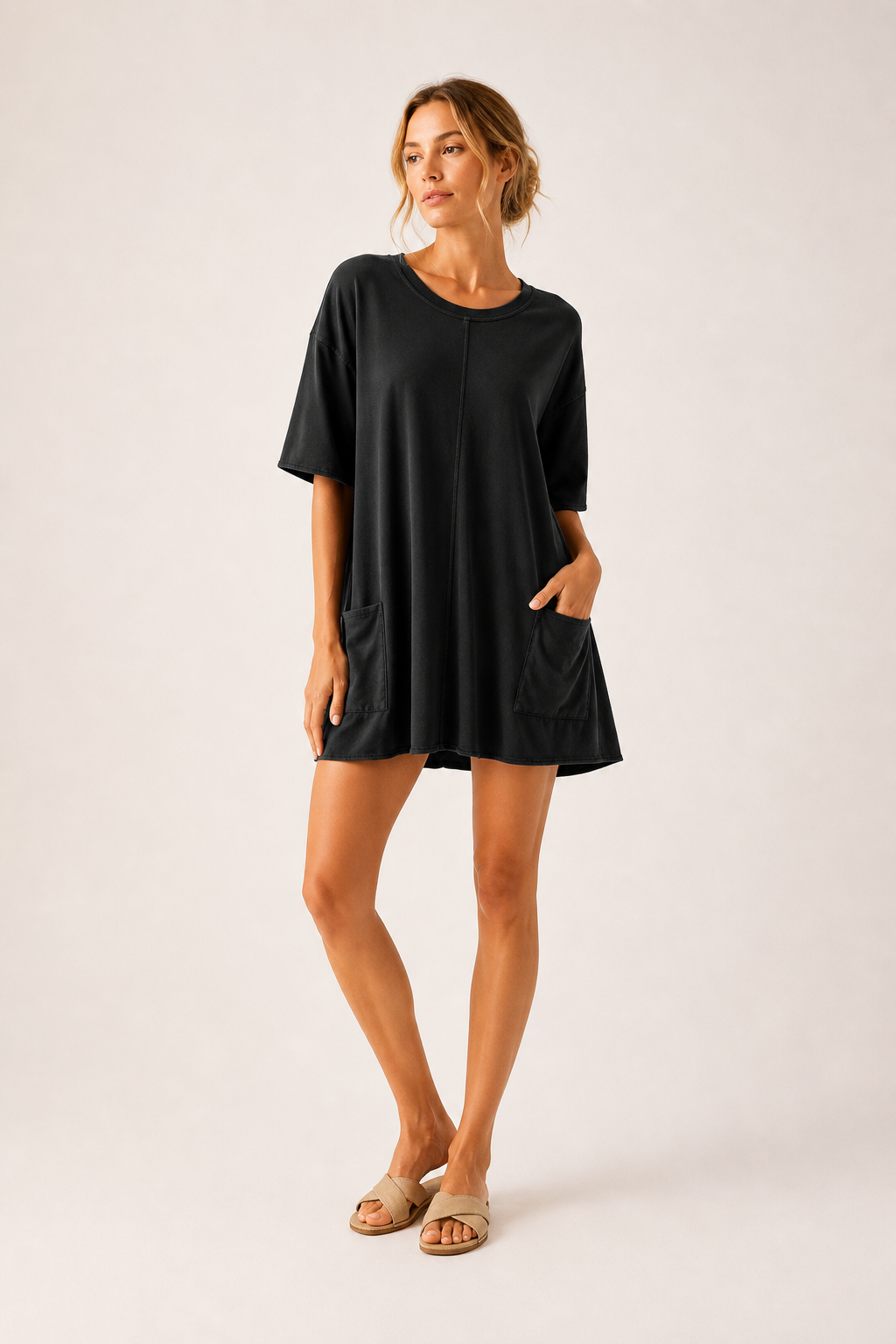 Jumpsuit corto mujer manga corta con bolsillos - Hanneli