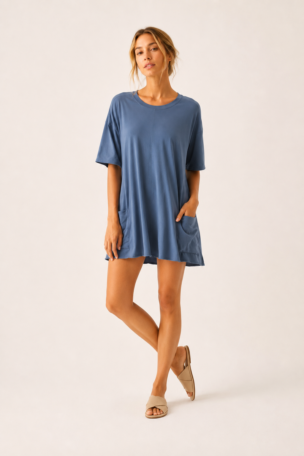 Jumpsuit corto mujer manga corta con bolsillos - Hanneli